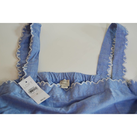 NWT loft romper blue and white with pockets size medium - Picture 3 of 4